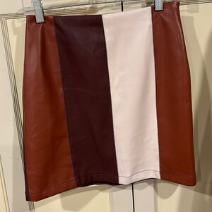 Patchwork Faux Leather Skirt